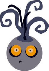 scary monster with tentacles and big eyes,vector drawing,isolate on a white background