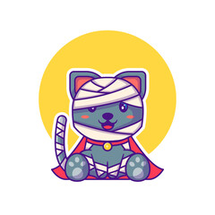 Cute mummy cat happy halloween with cartoon illustrations