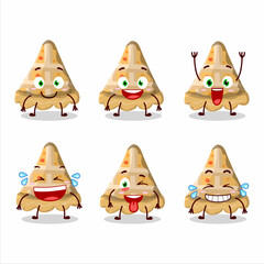 Cartoon character of slice of peach pie with smile expression