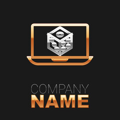 Line Game dice icon isolated on black background. Casino gambling. Colorful outline concept. Vector