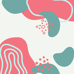 Minimalist abstract nature art shapes collection. Pastel color doodle bundle for fashion design, summer season or natural concept. Modern hand drawn plant leaf and tropical shape decoration set.