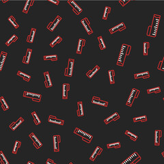 Line Tape measure icon isolated seamless pattern on black background. Measuring tape. Vector