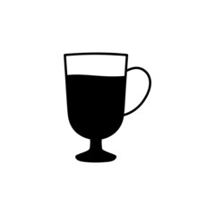 Coffee latte icon  in solid black flat shape glyph icon, isolated on white background 