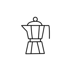 italian Coffee maker icon in flat black line style, isolated on white 