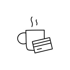 coffee payment icon in flat black line style, isolated on white 
