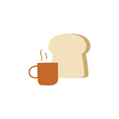 coffee shop icon, breakfast, Bread and hot coffee icon  in color icon, isolated on white background 