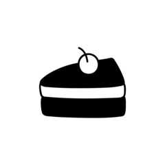 coffee cake icon in solid black flat shape glyph icon, isolated on white background 
