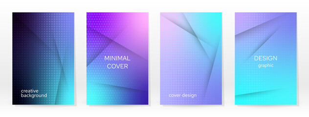 Minimal Poster. Pastel Soft. Blue Gradient Set.