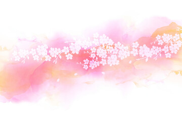 桜のシルエット（パステルカラーの背景）
