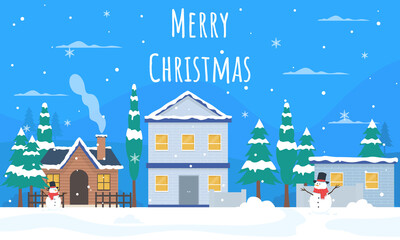 merry christmas town winter background