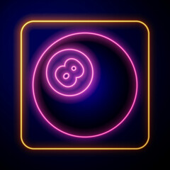 Glowing neon Billiard pool snooker ball with number 8 icon isolated on black background. Vector