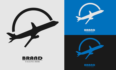 simple plane in half circle logo icon element
