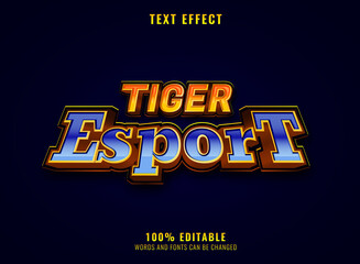 fantasy golden diamond tiger esport logo title editable text effect