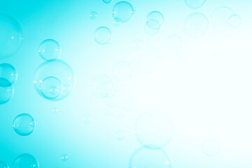 Beautiful Transparent Blue Soap Bubbles on White Background