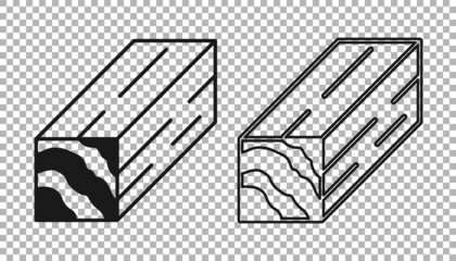 Black Wooden beam icon isolated on transparent background. Lumber beam plank. Vector