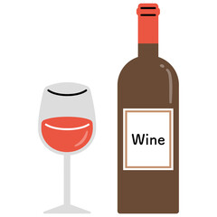 赤ワインとワインボトル