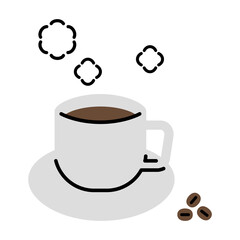 ホットコーヒーとコーヒー豆