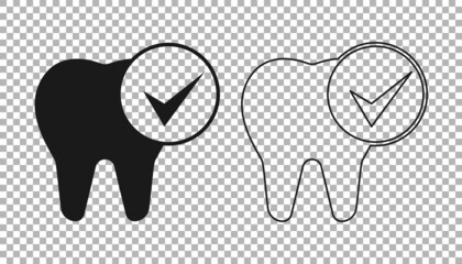 Black Tooth icon isolated on transparent background. Tooth symbol for dentistry clinic or dentist medical center and toothpaste package. Vector