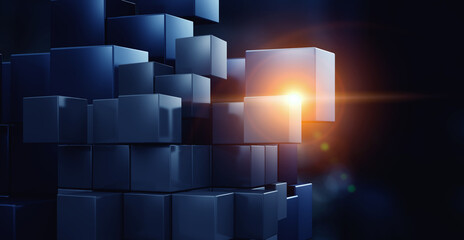 Glowing cubes. Innovation and creativity concept