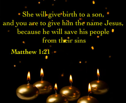 Bible verse with some Christmas candles lit