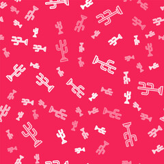 White line Coat stand icon isolated seamless pattern on red background. Vector