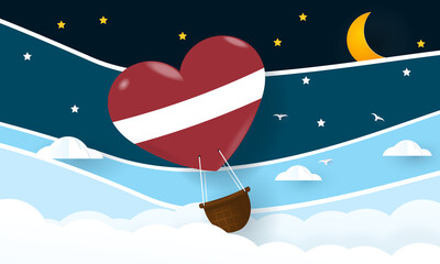 Heart air balloon with Flag of Latvia for independence day or something similar
