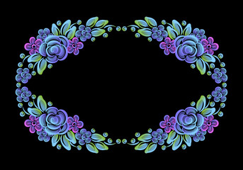 pattern flowers spring summer beautiful black background