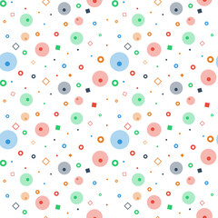 Abstract colorful circles on white background seamless pattern