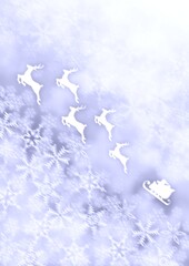 Fototapeta na wymiar 雪世界を走るサンタクロースの銀色のイラスト