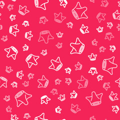 White line Tree stump icon isolated seamless pattern on red background. Vector