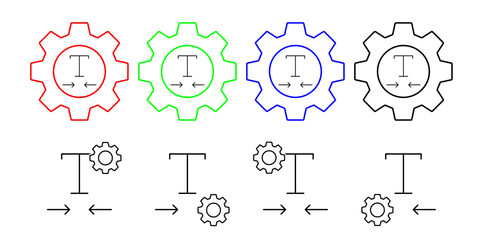 Format, horizontal, scale, text vector icon in gear set illustration for ui and ux, website or mobile application