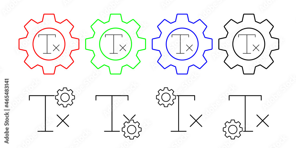 Fototapete Formatting, remove, text vector icon in gear set illustration for ui and ux, website or mobile application