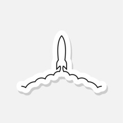 Rocket flying sticker icon isolated on white background