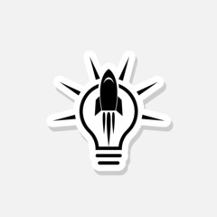 Rocket start up sticker icon isolated on white background