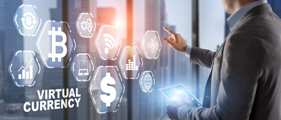 Virtual Currency. Business Finance Concept 2021