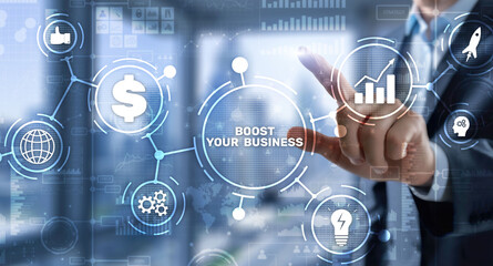 Boost your business on Virtual screen. Business Technology Internet and network concept