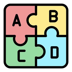 Puzzles with the letter icon. Outline puzzles with the letter vector icon color flat isolated