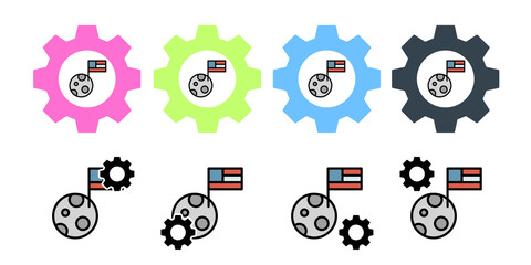 Moon usa flag vector icon in gear set illustration for ui and ux, website or mobile application