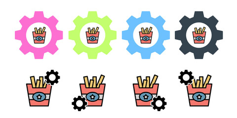 Restaurant french fries vector icon in gear set illustration for ui and ux, website or mobile application
