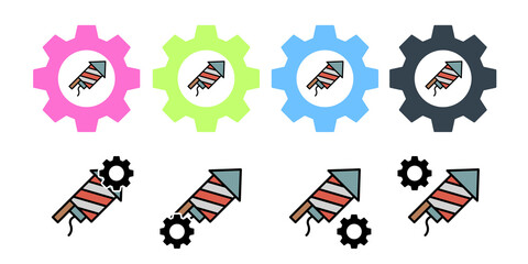 Rocket fireworks usa flag vector icon in gear set illustration for ui and ux, website or mobile application