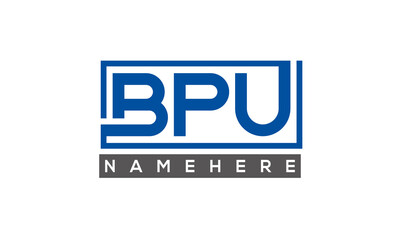 BPU Letters Logo With Rectangle Logo Vector