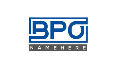 BPO Letters Logo With Rectangle Logo Vector