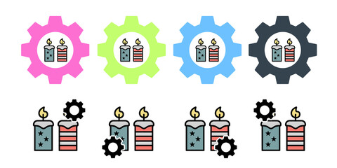 Candles usa flag vector icon in gear set illustration for ui and ux, website or mobile application