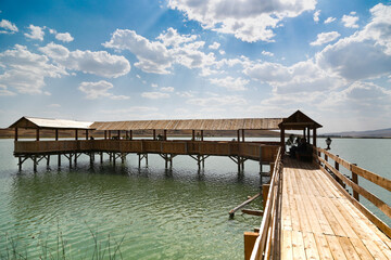 Observation pier at Todurge lake in Sivas province, Turkey.