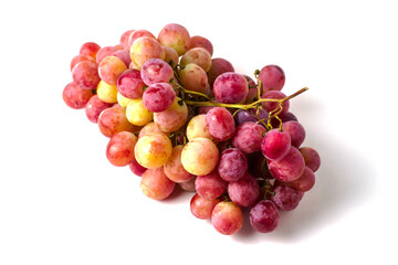 a brush of table pink grapes on a white background