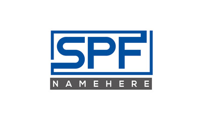 SPF Letters Logo With Rectangle Logo Vector