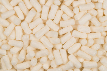 White background of expanded polystyrene filler