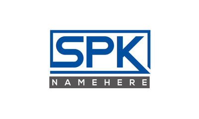 SPK Letters Logo With Rectangle Logo Vector