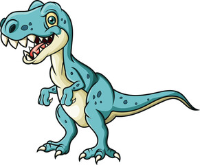 Cartoon angry dinosaur on white background