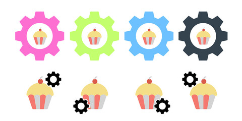 Food cake cherry vector icon in gear set illustration for ui and ux, website or mobile application